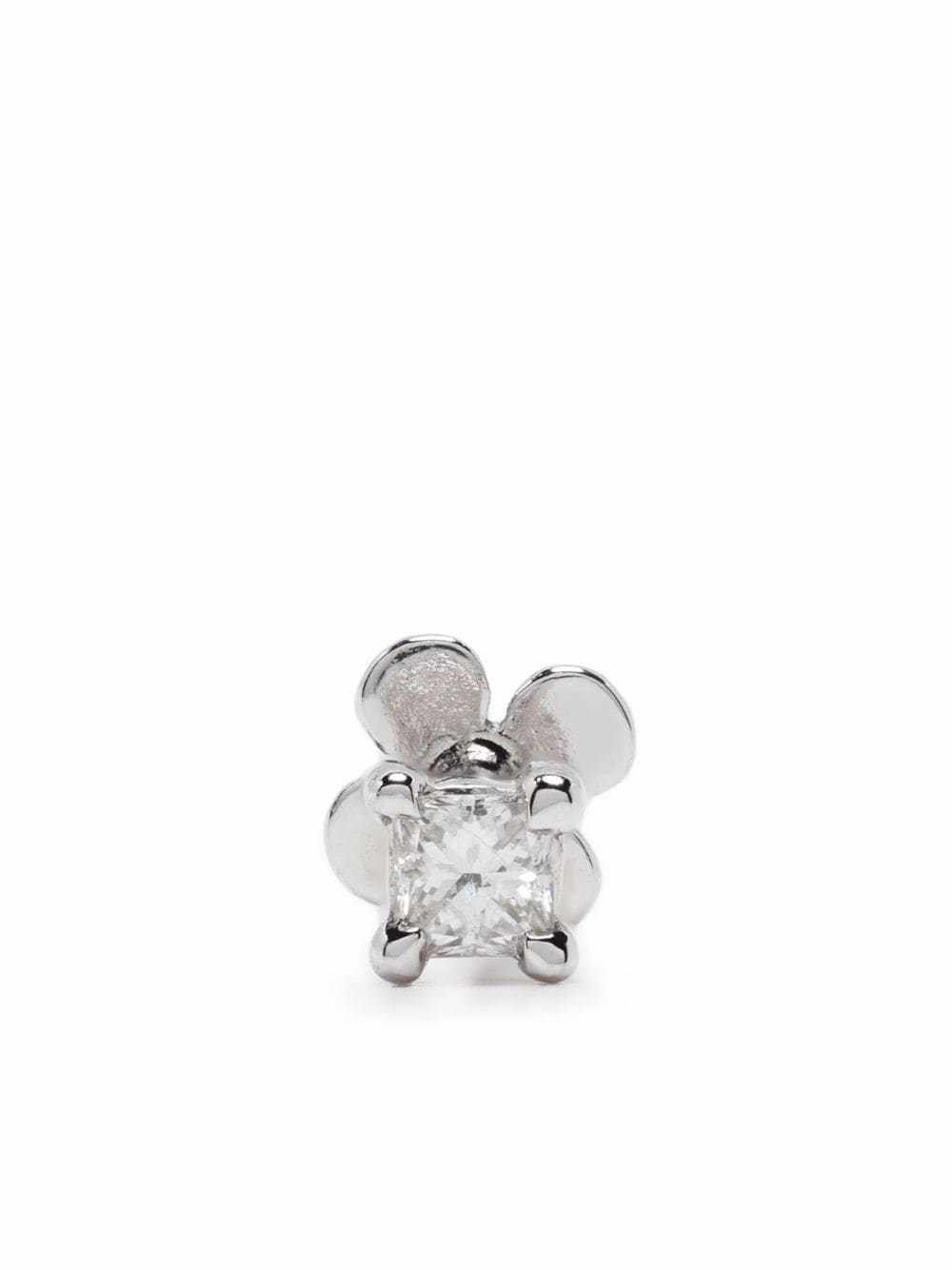 We by WHITEbIRD 18kt and 14kt white gold princess diamond stud earring - Silver von We by WHITEbIRD