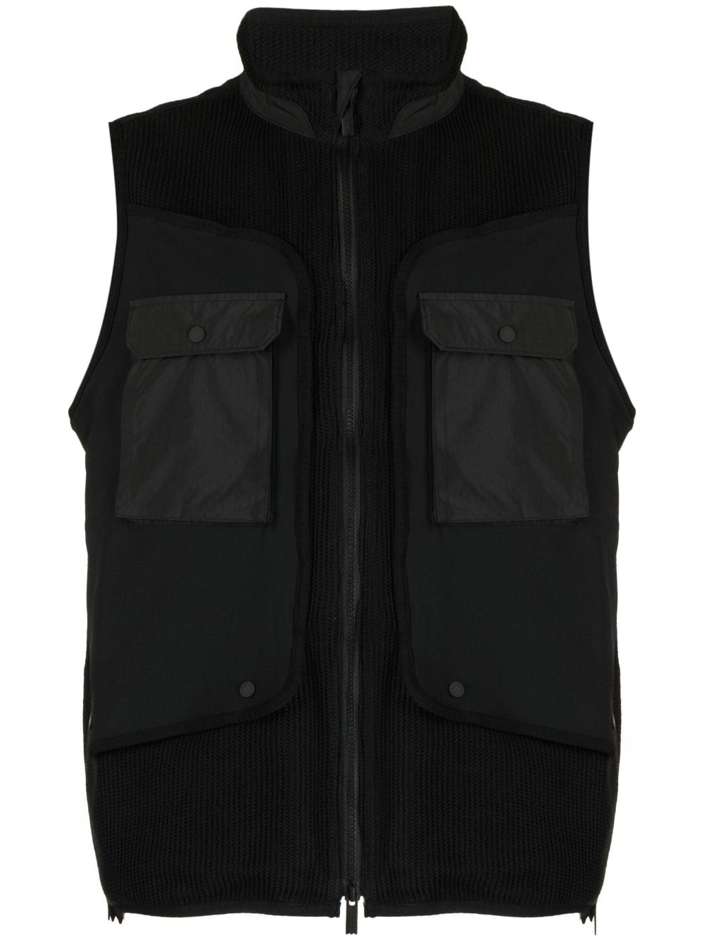 White Mountaineering panelled-design zip-up gilet - Black von White Mountaineering