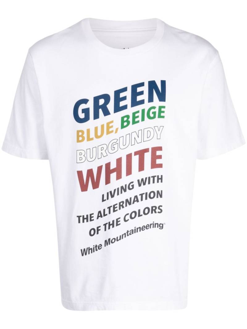 White Mountaineering slogan-print cotton T-shirt von White Mountaineering