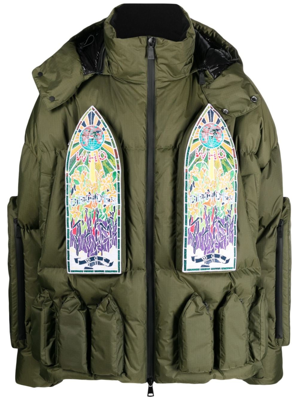 Who Decides War x Add Skiwear detachable-hood coat - Green von Who Decides War