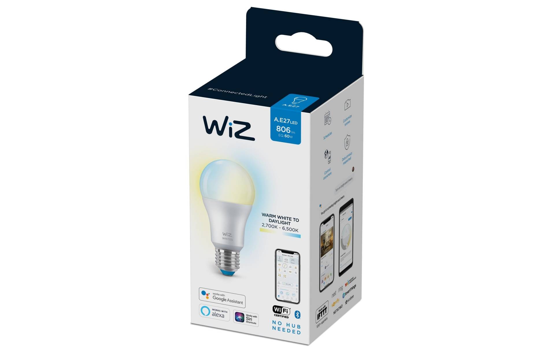 WiZ LED-Leuchtmittel »A60 E27 8 W -2700«, E27, Neutralweiss-Tageslichtweiss-Kaltweiss-Warmweiss von WiZ