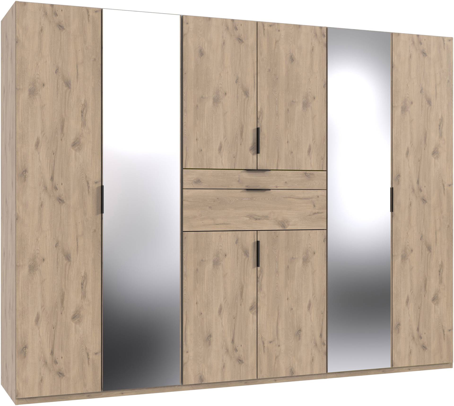 Wimex Drehtürenschrank »Moldau. Lieferung bis in Deine Etage«, Kleiderschrank mit Spiegel, 2 Schubladen in 2 Breiten schwarze Griffe Wimex Drehtürenschrank »Moldau. Lieferung bis in Deine Etage«, Kleiderschrank mit Spiegel, 2 Schubladen in 2 Breiten schwarze Griffe von Wimex