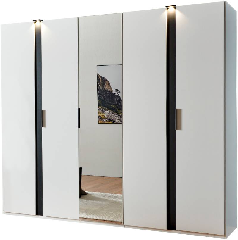 Wimex Drehtürenschrank »Rimini by fresh to go, Kleiderschrank mit Spiegel, Metallgriffe«, inklusive LED Beleuchtung, B/T/H 250/58/216cm, weiss oder graphit von Wimex