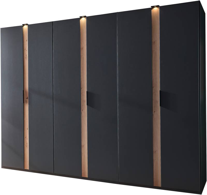 Wimex Drehtürenschrank »Rimini by fresh to go, weiss oder graphit mit schwarzen Metallgriffen«, inklusive LED Beleuchtung, 3 Breiten: 200, 250 oder 300cm, 216cm hoch von Wimex