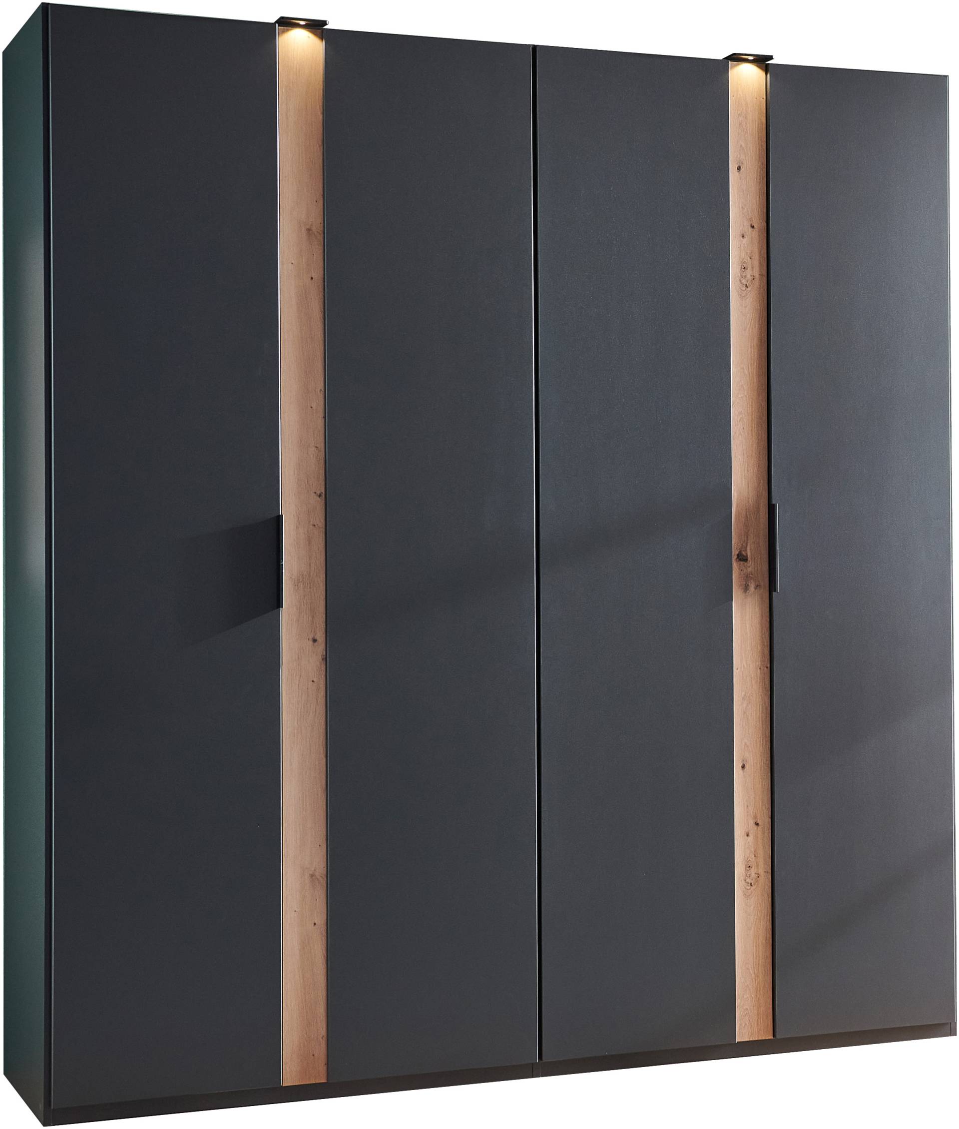 Wimex Drehtürenschrank »Rimini by fresh to go, weiss oder graphit mit schwarzen Metallgriffen«, inklusive LED Beleuchtung, 3 Breiten: 200, 250 oder 300cm, 216cm hoch von Wimex