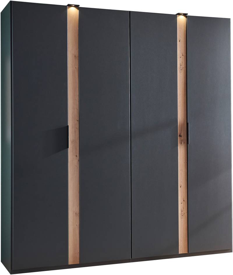 Wimex Drehtürenschrank »Rimini by fresh to go, weiss oder graphit mit schwarzen Metallgriffen«, inklusive LED Beleuchtung, 3 Breiten: 200, 250 oder 300cm, 216cm hoch von Wimex