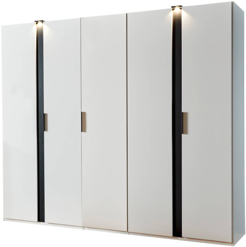 Wimex Drehtürenschrank »Rimini by fresh to go, weiss oder graphit mit schwarzen Metallgriffen«, inklusive LED Beleuchtung, 3 Breiten: 200, 250 oder 300cm, 216cm hoch von Wimex