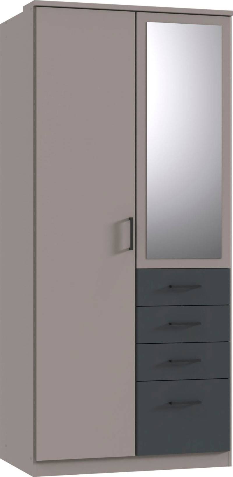 Wimex Kleiderschrank »Cottbus, in weiss oder grau modern kombiniert mit graphitfb.Schubladen«, (in 3 Grössen, schwarze Griffe, Made in Germany), mit 4 Schubladen, wahlweise mit oder ohne Spiegel von Wimex