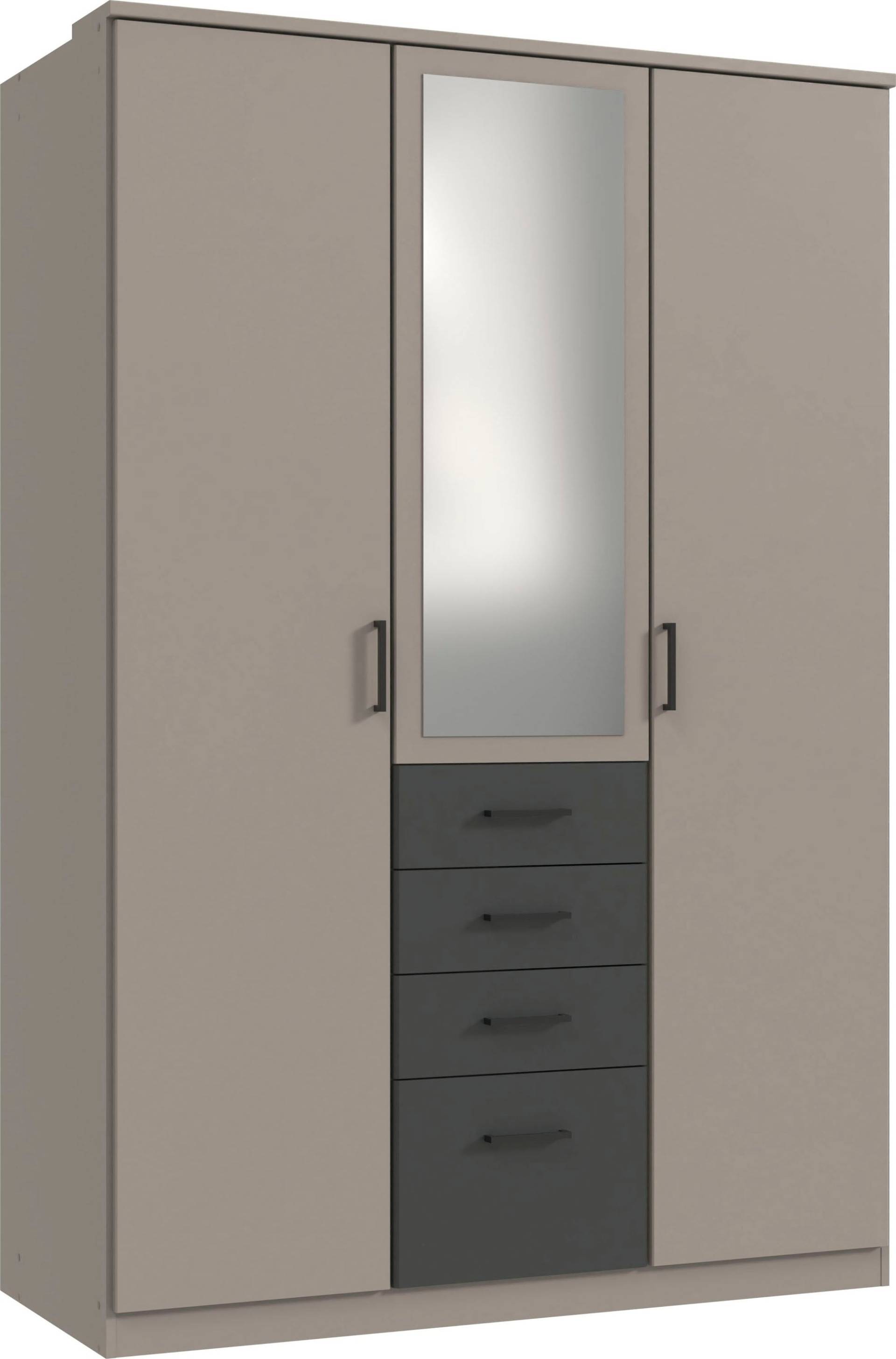 Wimex Kleiderschrank »Cottbus, in weiss oder grau modern kombiniert mit graphitfb.Schubladen«, (in 3 Grössen, schwarze Griffe, Made in Germany), mit 4 Schubladen, wahlweise mit oder ohne Spiegel von Wimex