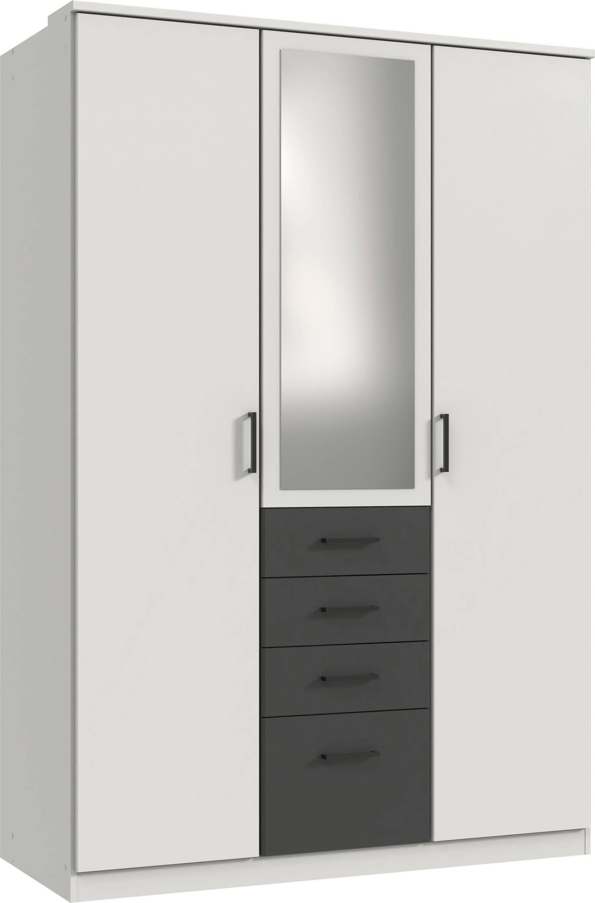 Wimex Kleiderschrank »Cottbus, in weiss oder grau modern kombiniert mit graphitfb.Schubladen«, (in 3 Grössen, schwarze Griffe, Made in Germany), mit 4 Schubladen, wahlweise mit oder ohne Spiegel von Wimex