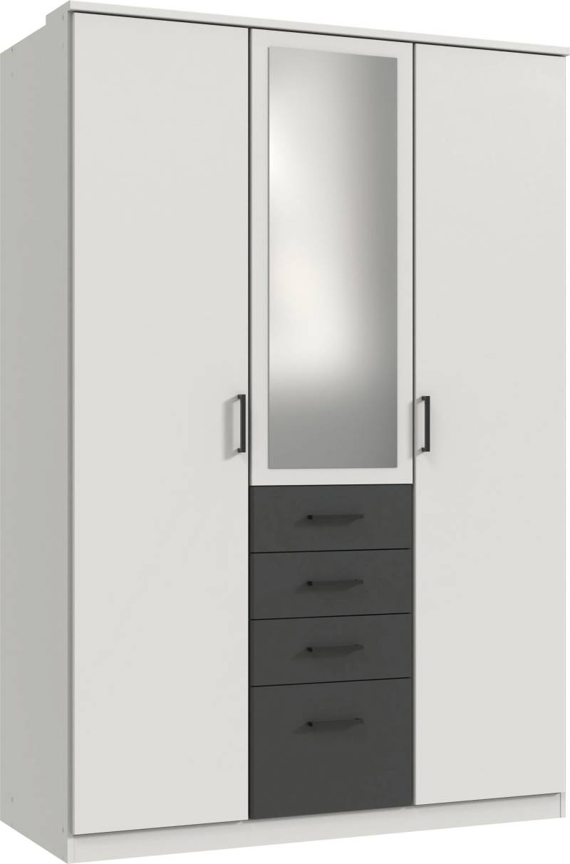 Wimex Kleiderschrank »Cottbus, in weiss oder grau modern kombiniert mit graphitfb.Schubladen«, (in 3 Grössen, schwarze Griffe, Made in Germany), mit 4 Schubladen, wahlweise mit oder ohne Spiegel von Wimex