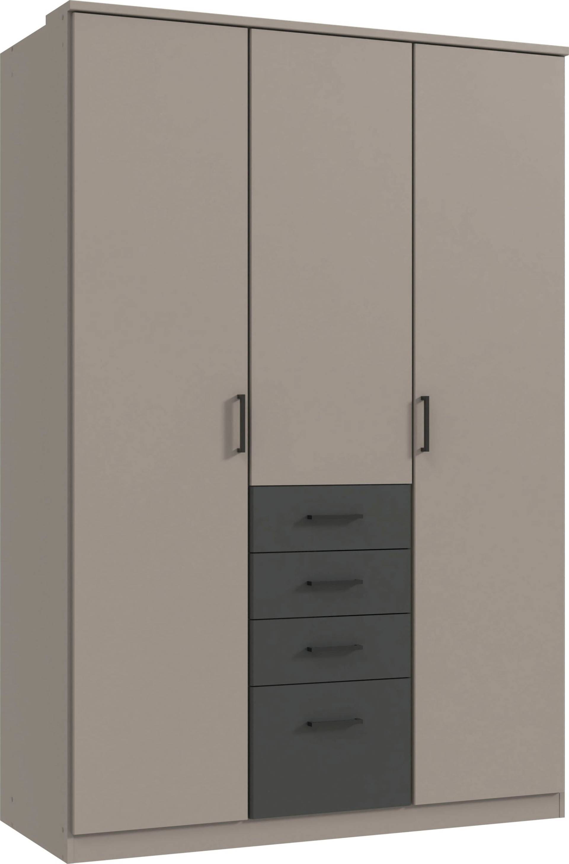 Wimex Kleiderschrank »Cottbus, in weiss oder grau modern kombiniert mit graphitfb.Schubladen«, (in 3 Grössen, schwarze Griffe, Made in Germany), mit 4 Schubladen, wahlweise mit oder ohne Spiegel von Wimex