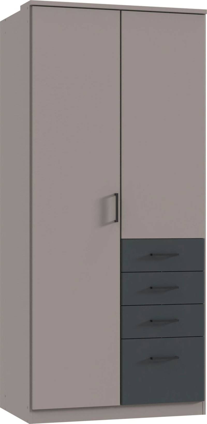Wimex Kleiderschrank »Cottbus, in weiss oder grau modern kombiniert mit graphitfb.Schubladen«, (in 3 Grössen, schwarze Griffe, Made in Germany), mit 4 Schubladen, wahlweise mit oder ohne Spiegel von Wimex