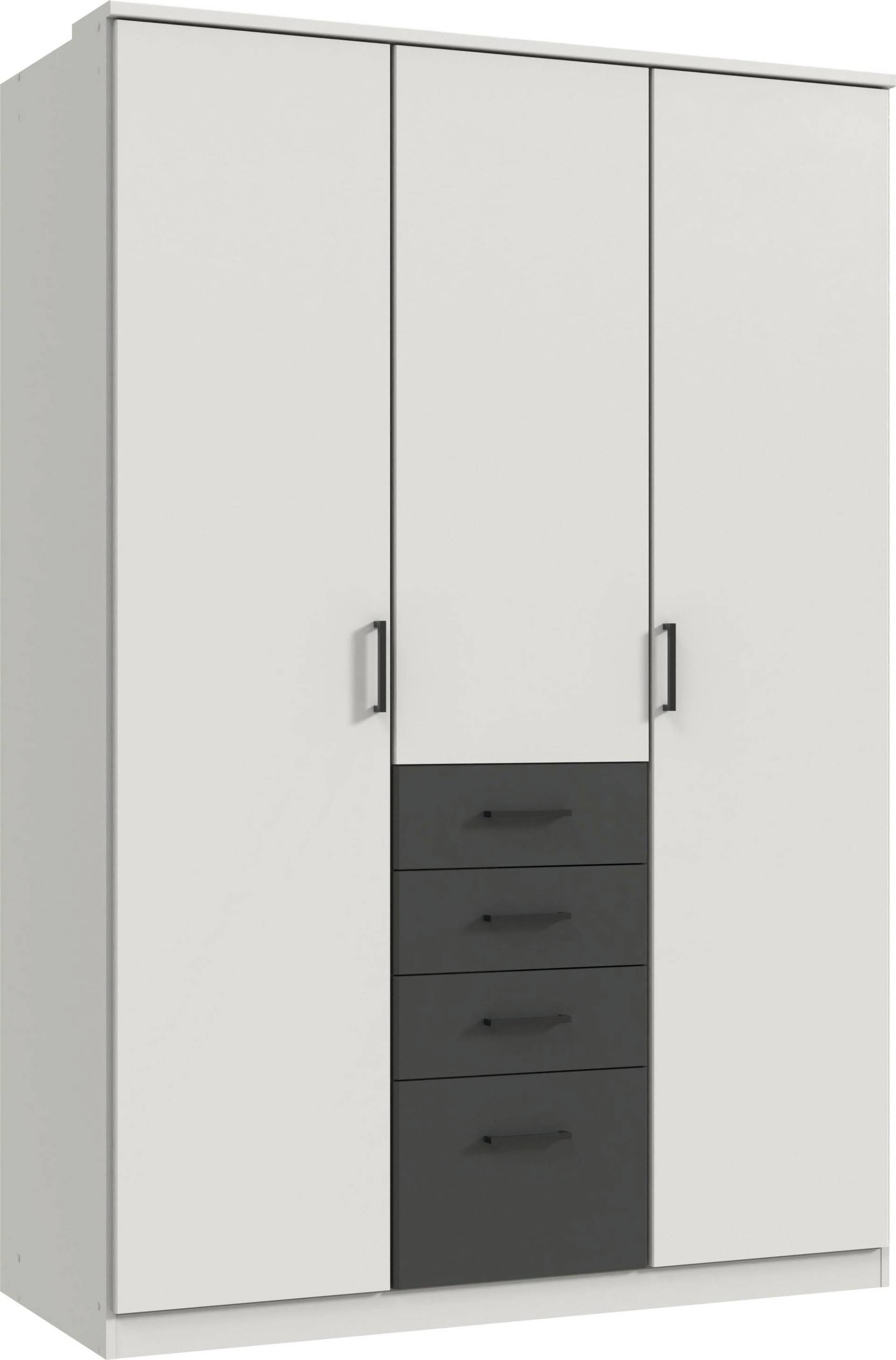 Wimex Kleiderschrank »Cottbus, in weiss oder grau modern kombiniert mit graphitfb.Schubladen«, (in 3 Grössen, schwarze Griffe, Made in Germany), mit 4 Schubladen, wahlweise mit oder ohne Spiegel von Wimex