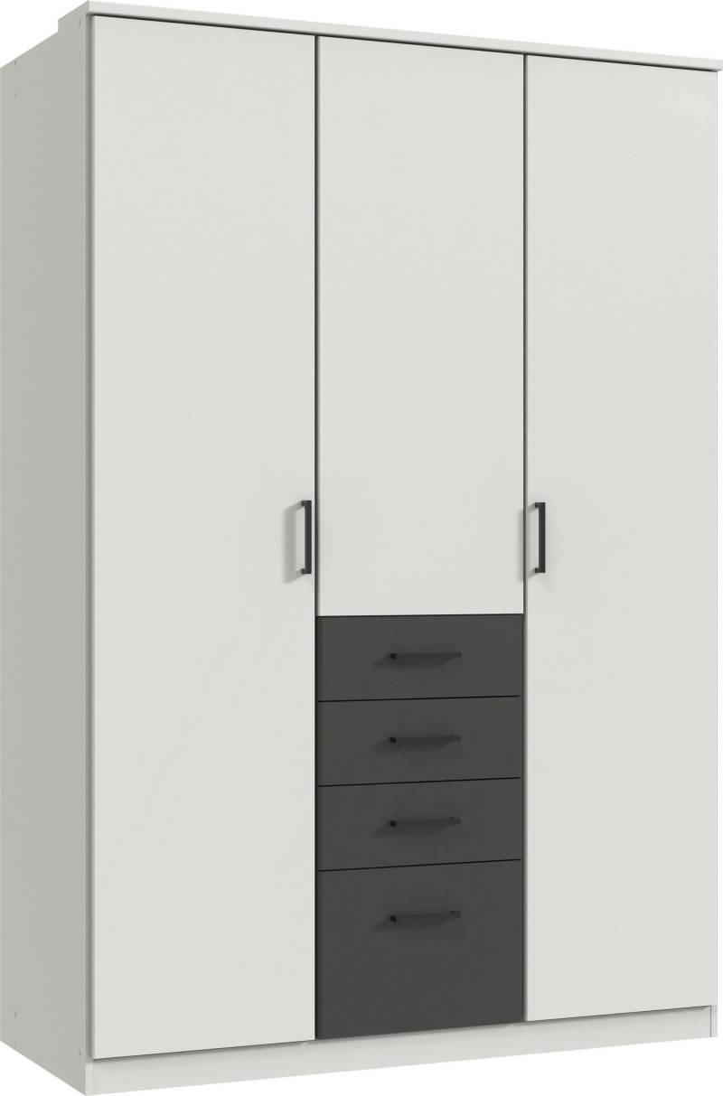 Wimex Kleiderschrank »Cottbus, in weiss oder grau modern kombiniert mit graphitfb.Schubladen«, (in 3 Grössen, schwarze Griffe, Made in Germany), mit 4 Schubladen, wahlweise mit oder ohne Spiegel von Wimex