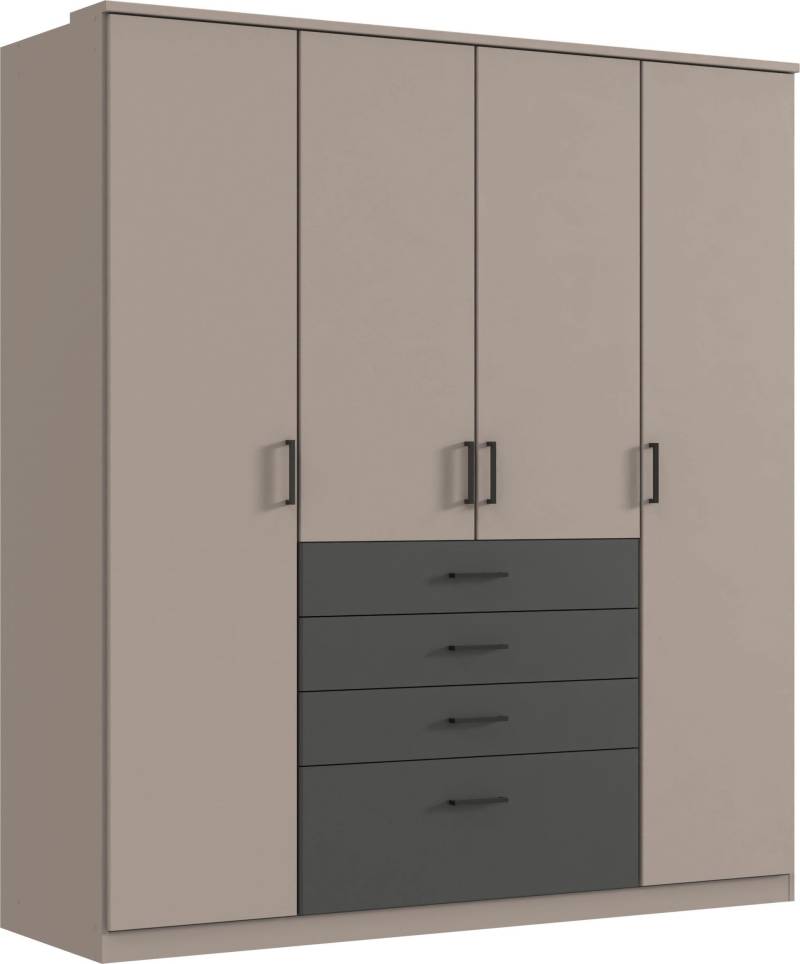 Wimex Kleiderschrank »Cottbus, in weiss oder grau modern kombiniert mit graphitfb.Schubladen«, (in 3 Grössen, schwarze Griffe, Made in Germany), mit 4 Schubladen, wahlweise mit oder ohne Spiegel von Wimex
