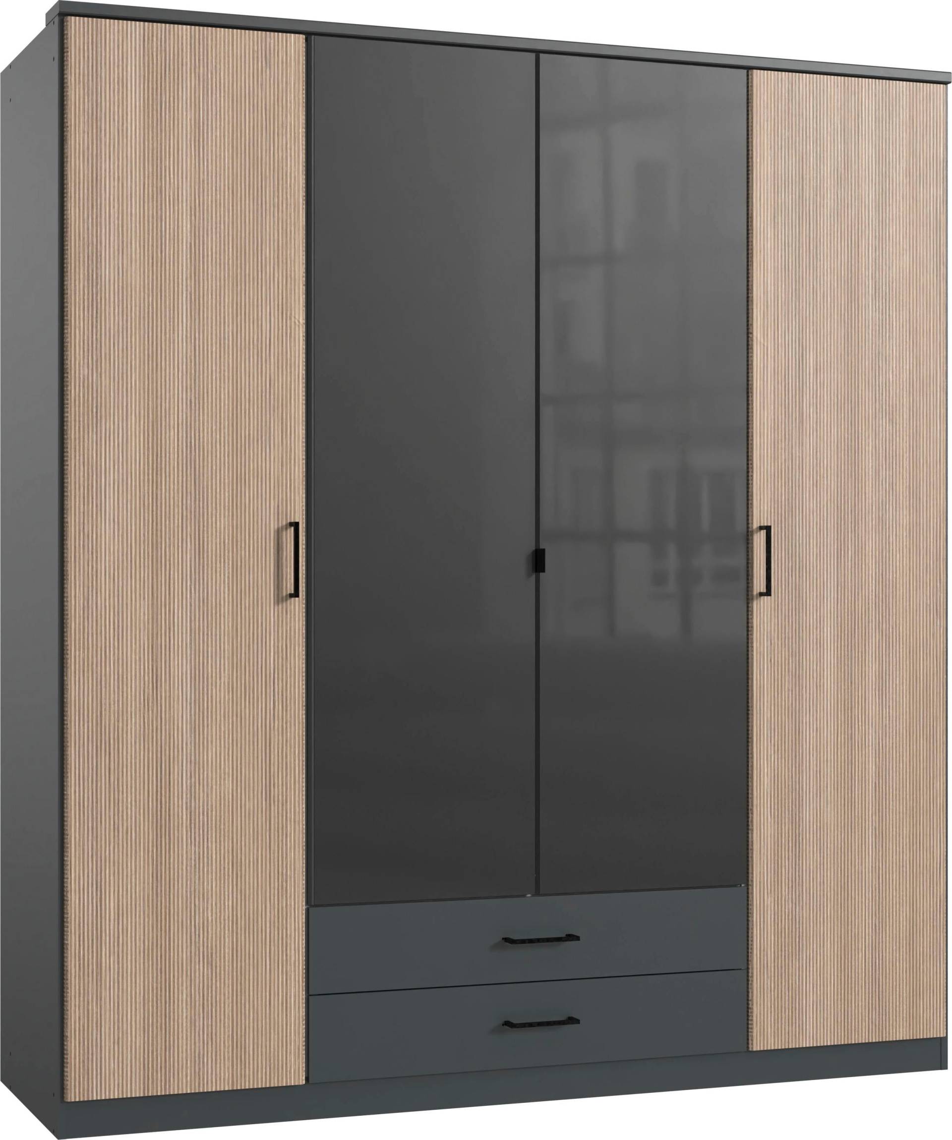 Wimex Kleiderschrank »Fulda, 135 oder 180/58/199cm, 2 Schubladen, Made in Germany«, (mit Kranzleiste), besonderer Look durch Multiplex Optik, mit oder ohne Glasauflage von Wimex