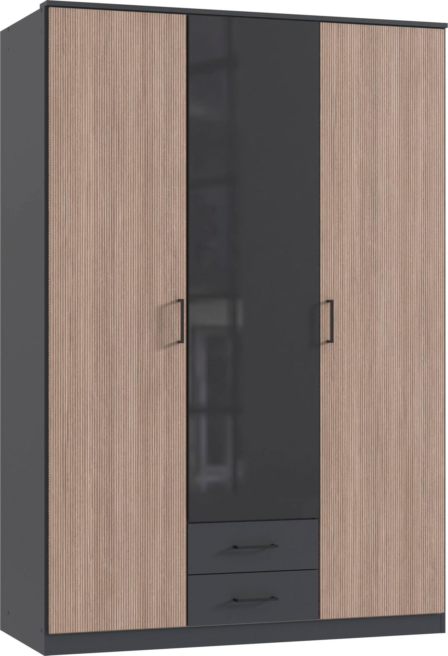 Wimex Kleiderschrank »Fulda, 135 oder 180/58/199cm, 2 Schubladen, Made in Germany«, (mit Kranzleiste), besonderer Look durch Multiplex Optik, mit oder ohne Glasauflage von Wimex