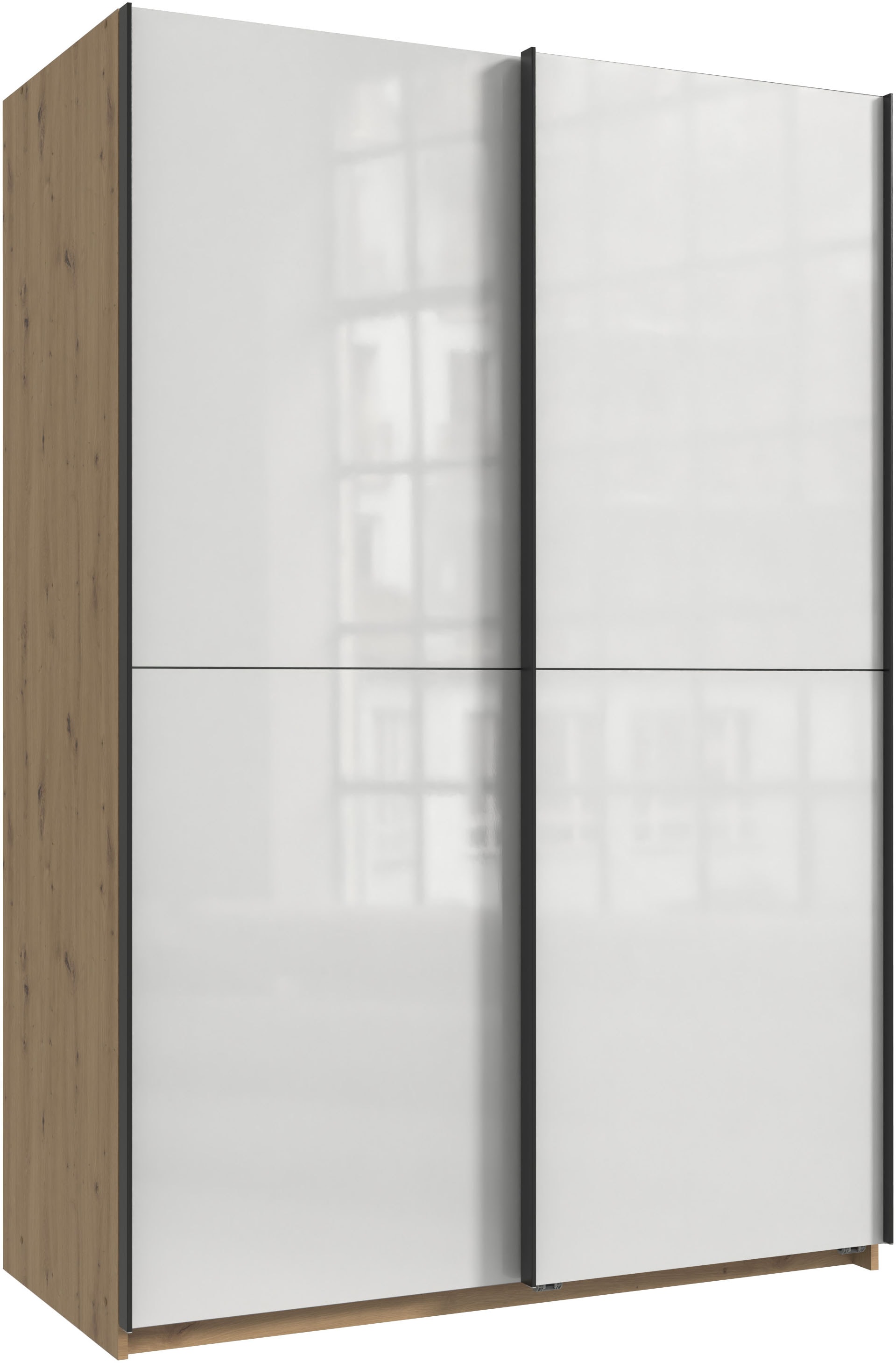 Wimex Kleiderschrank »Mugano, B/T/H 135 oder 180/65/198cm, Made in Germany«, (wähle Deine Ausstattung: Basic oder Premium!), 2 Schwebetüren mit oder ohne Spiegel, Metallgriffe von Wimex