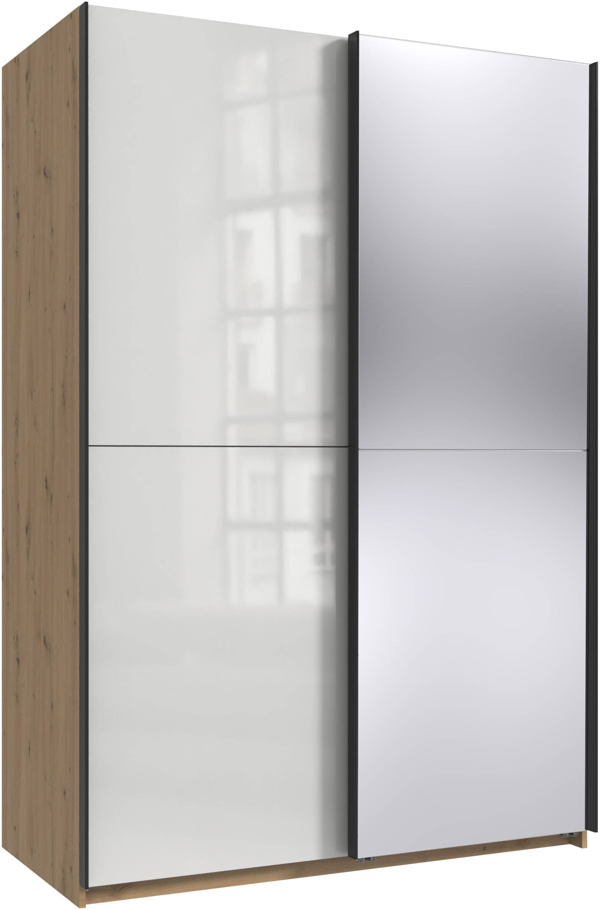 Wimex Kleiderschrank »Mugano, B/T/H 135 oder 180/65/198cm, Made in Germany«, (wähle Deine Ausstattung: Basic oder Premium!), 2 Schwebetüren mit oder ohne Spiegel, Metallgriffe von Wimex