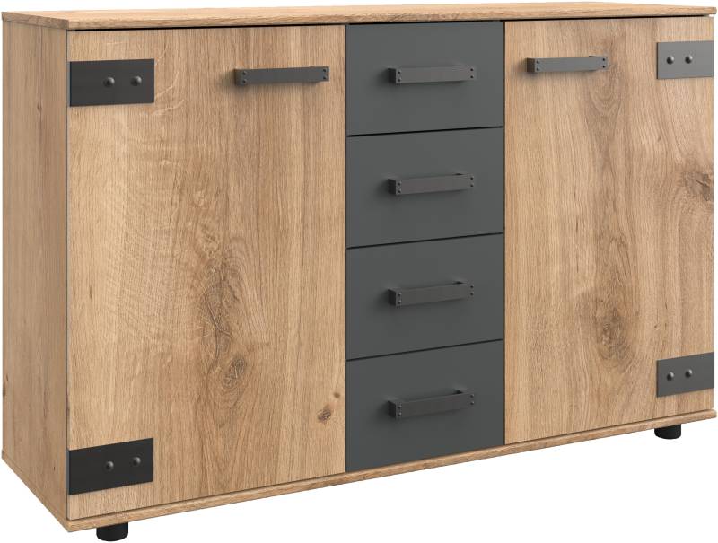 Wimex Kombikommode »Stockholm Sideboard Kommodenschrank, Made in Germany«, Industrial-Look, 2-türig mit 4 Schubladen, 130x41x83 cm von Wimex