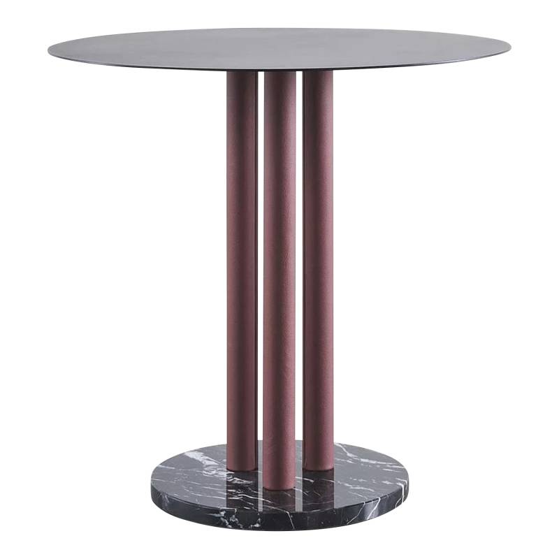 Baton Bistro Table Bistrotisch, Ausführung sockel: marmor nero marquina / säule: nappa schwarz von Wittmann