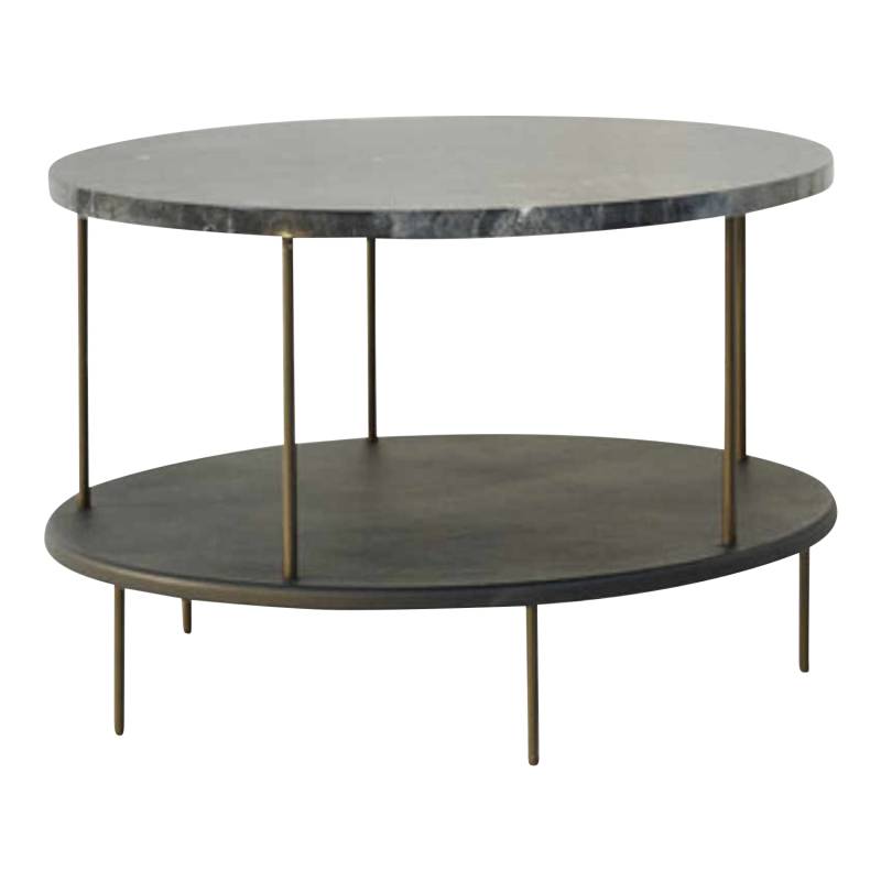 DD Table Couchtisch, Grösse d. 60 x h. 40 cm, untere Tischplatte leder - nappa kreide von Wittmann