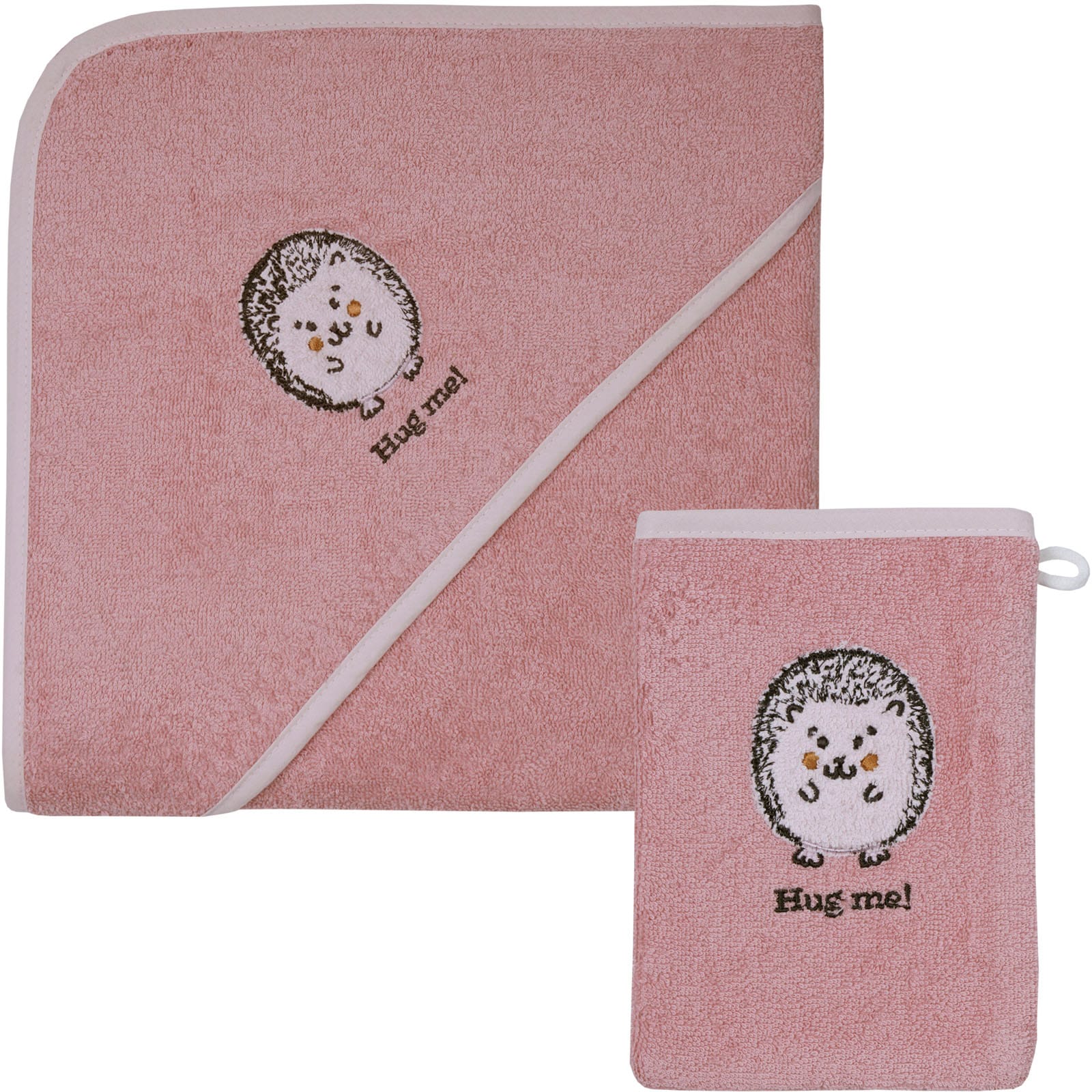 Wörner Handtuch Set »Igel rosa Kapuzenbadetuch 100/100 mit Waschhandschuh«, (Spar-Set, 2 St.) von Wörner
