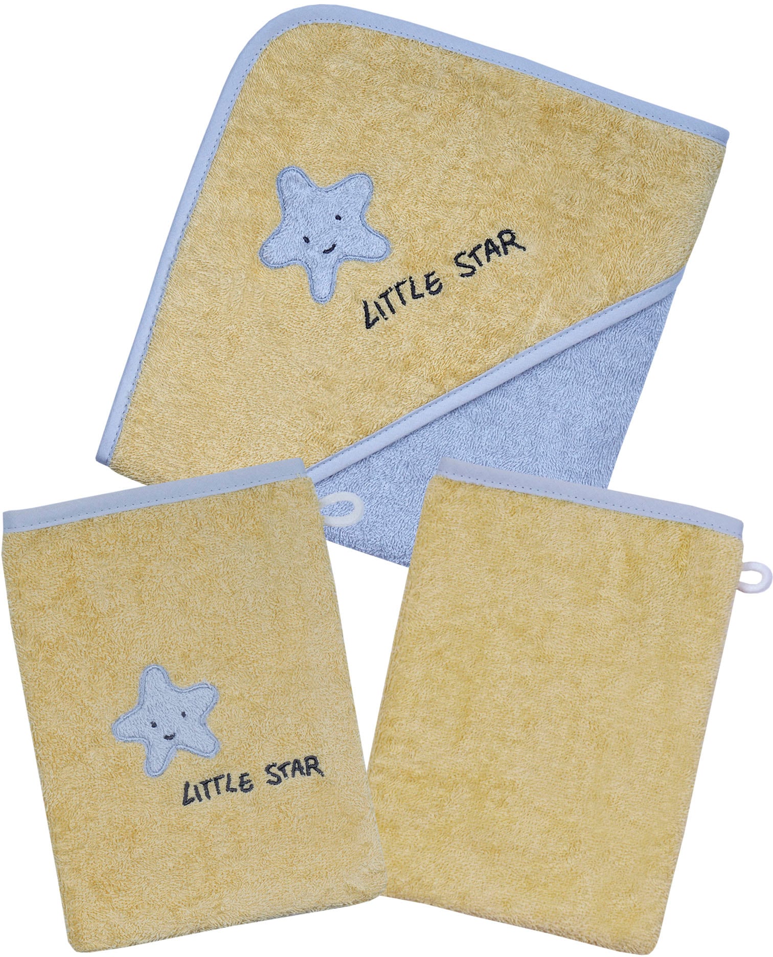 Wörner Handtuch Set »Little Star Kapuzenbadetuch mit 2 Waschhandschuhen«, (Spar-Set, 3 St.) von Wörner
