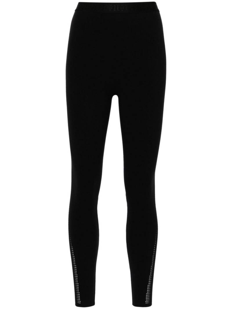 Wolford logo-waistband perforated leggings - Black von Wolford