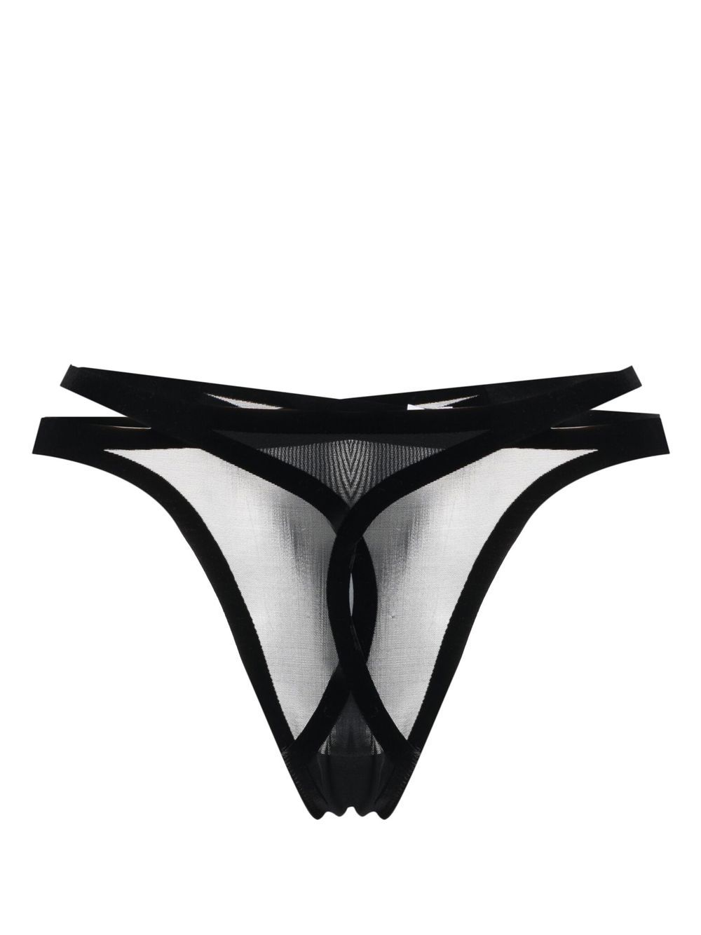 Wolford x Mugler Flock Shaping thong - Black von Wolford