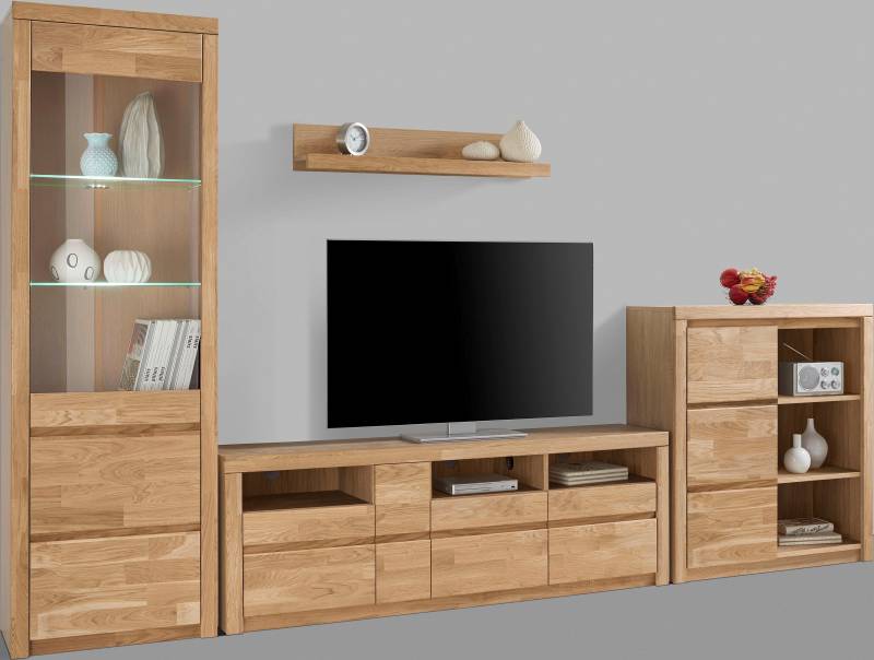 Home affaire Wohnwand »Silkeborg«, (Set, 4 St.), teilmassives Holz von home affaire