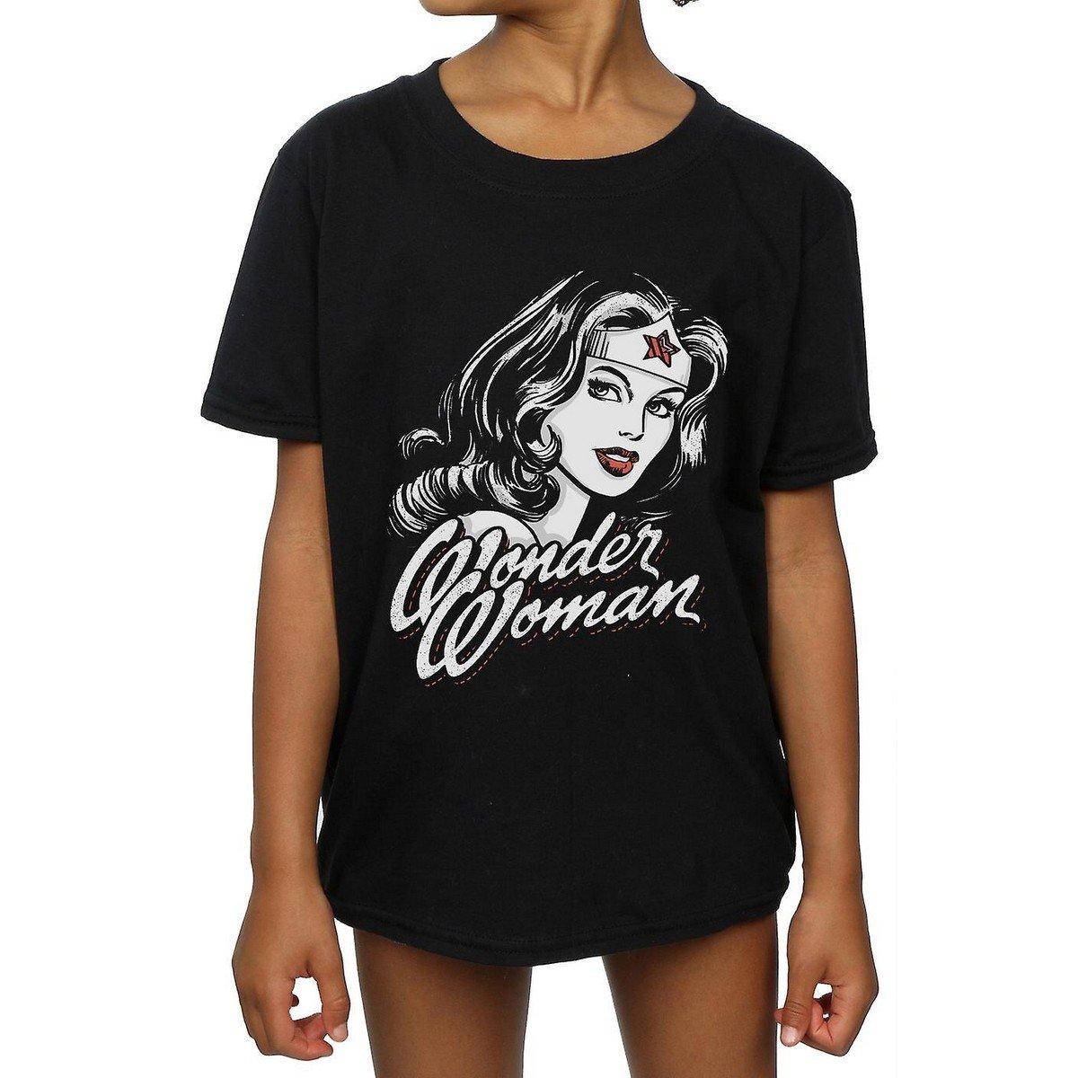 Hint Tshirt Mädchen Schwarz 128 von Wonder Woman