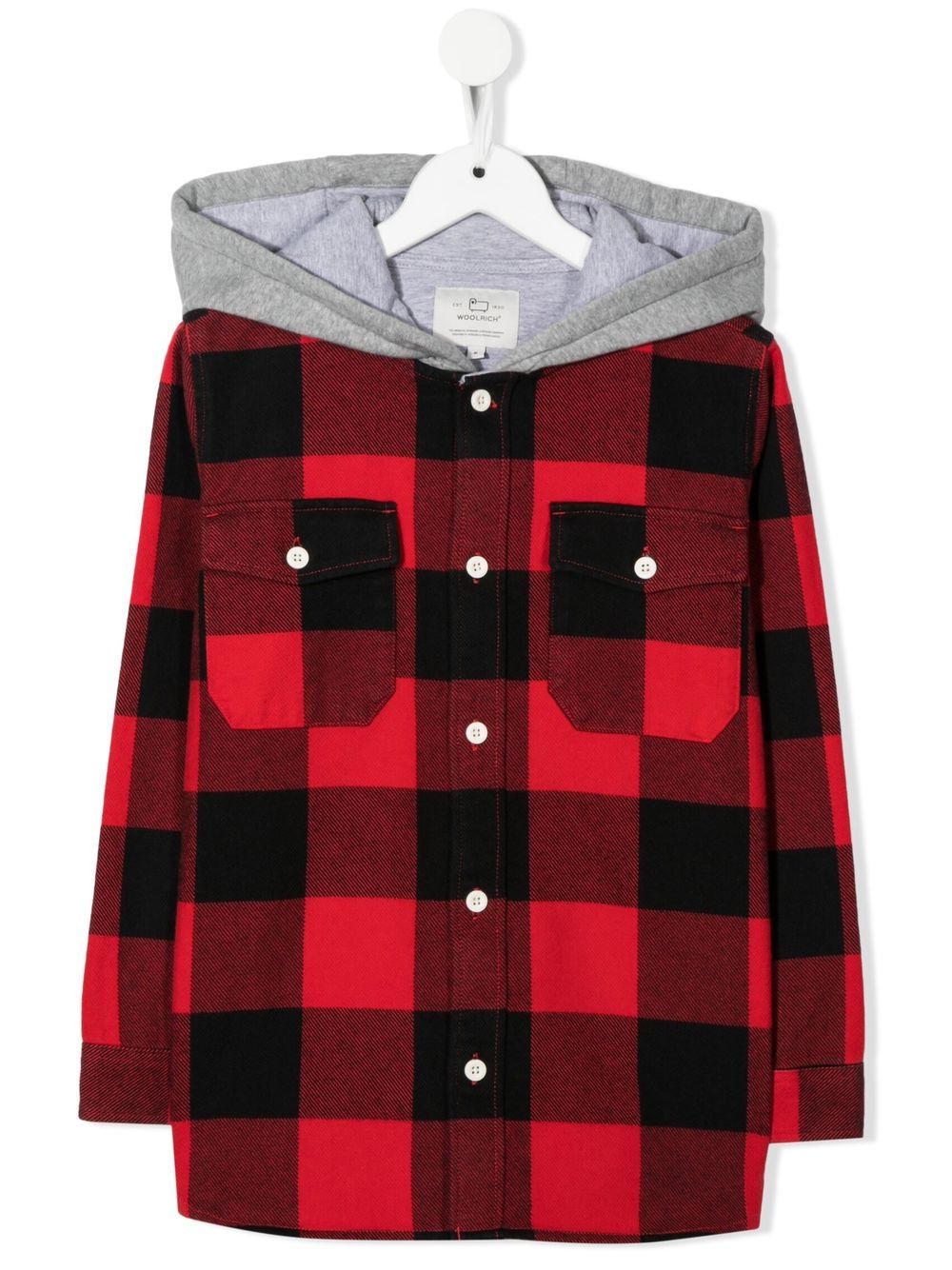 Woolrich Kids checked hooded shirt - Black von Woolrich Kids