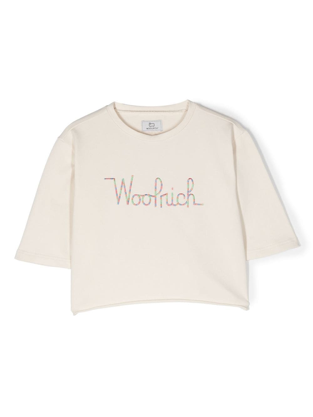 Woolrich Kids logo-embroidered cropped T-shirt - Neutrals von Woolrich Kids