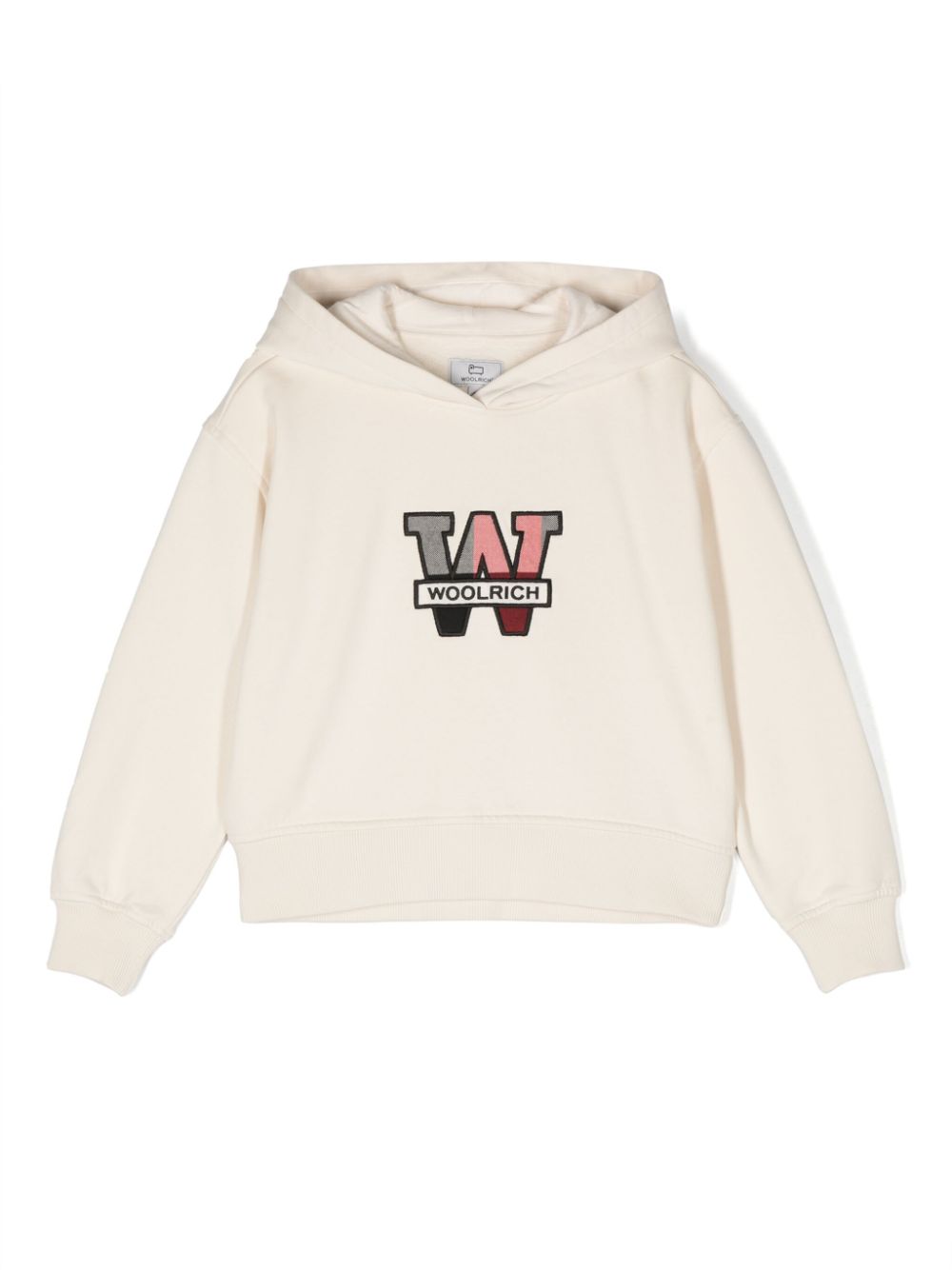 Woolrich Kids logo-patch fleece hoodie - White von Woolrich Kids