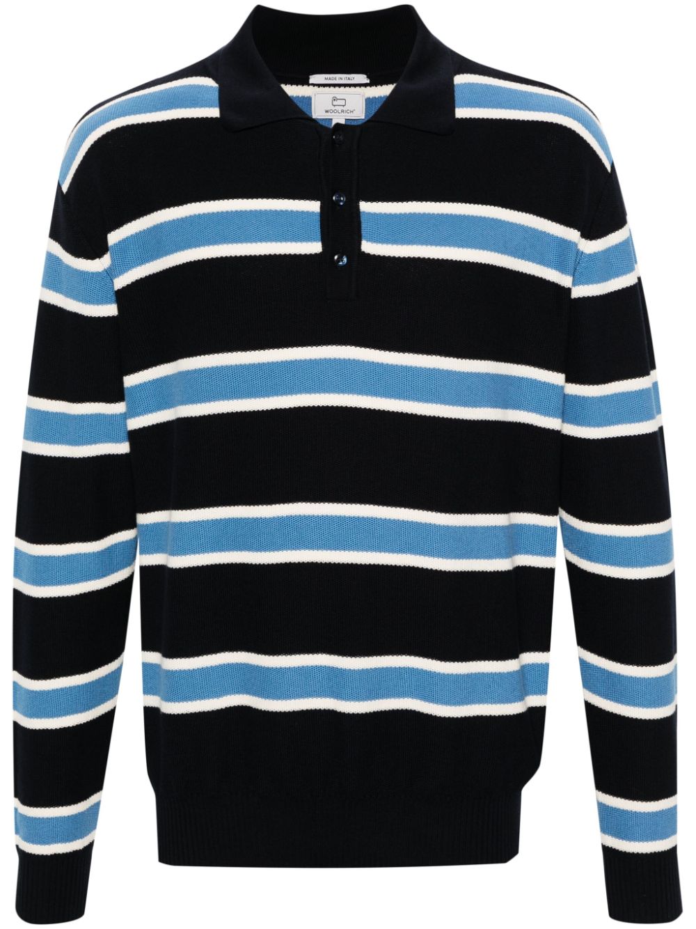Woolrich Melton striped knitted polo shirt - Blue von Woolrich