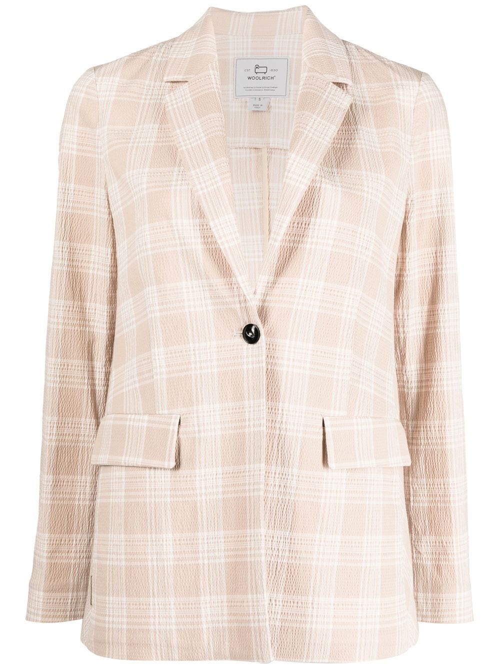 Woolrich Seersucker double-breasted check blazer - Neutrals von Woolrich