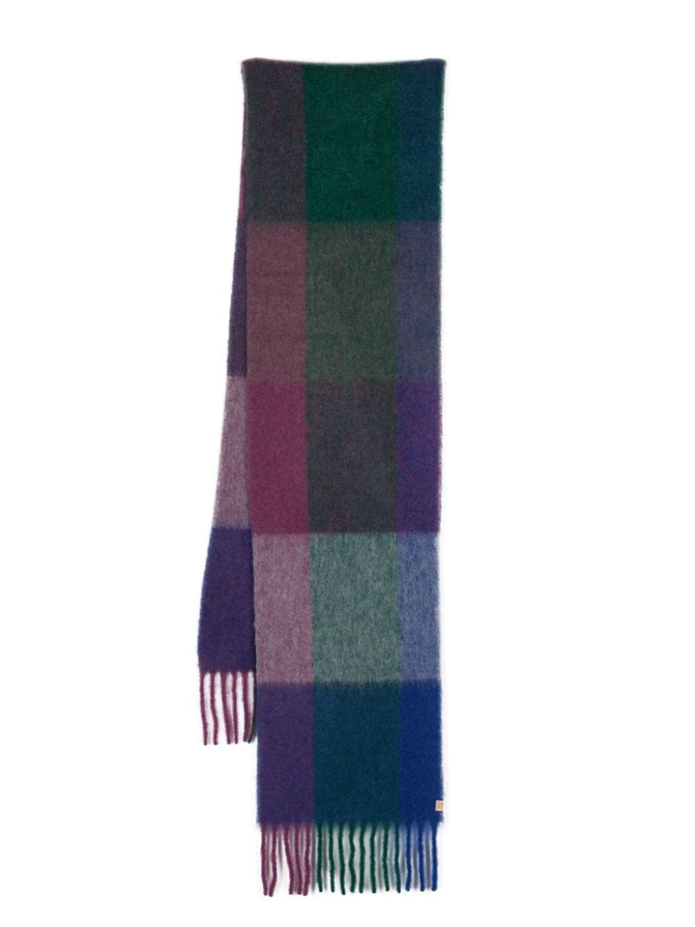 Woolrich check-pattern fringe-detailing scarf - Blue von Woolrich