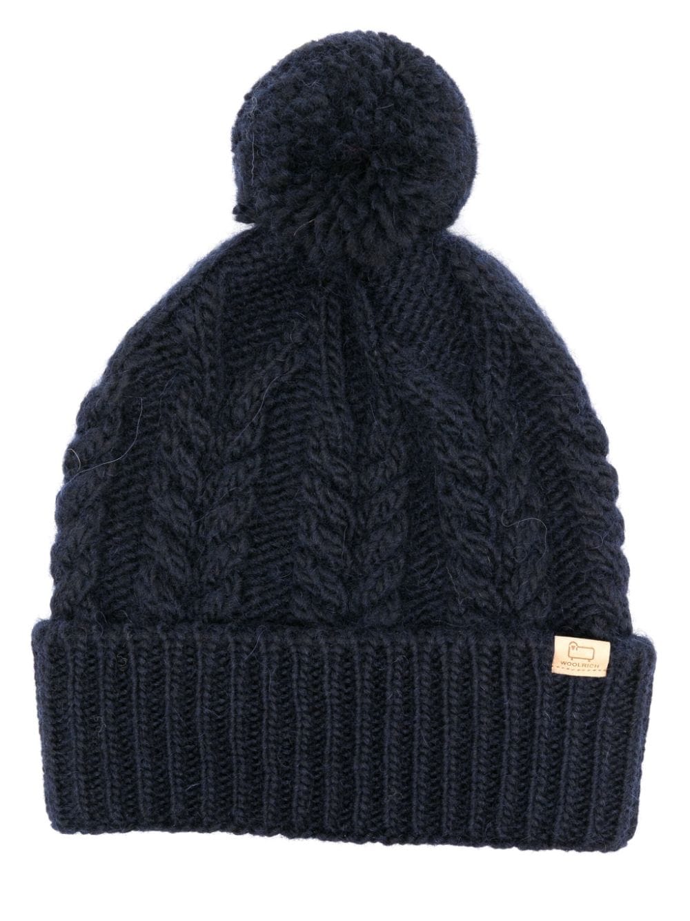 Woolrich logo-patch cable-knit beanie - Blue von Woolrich