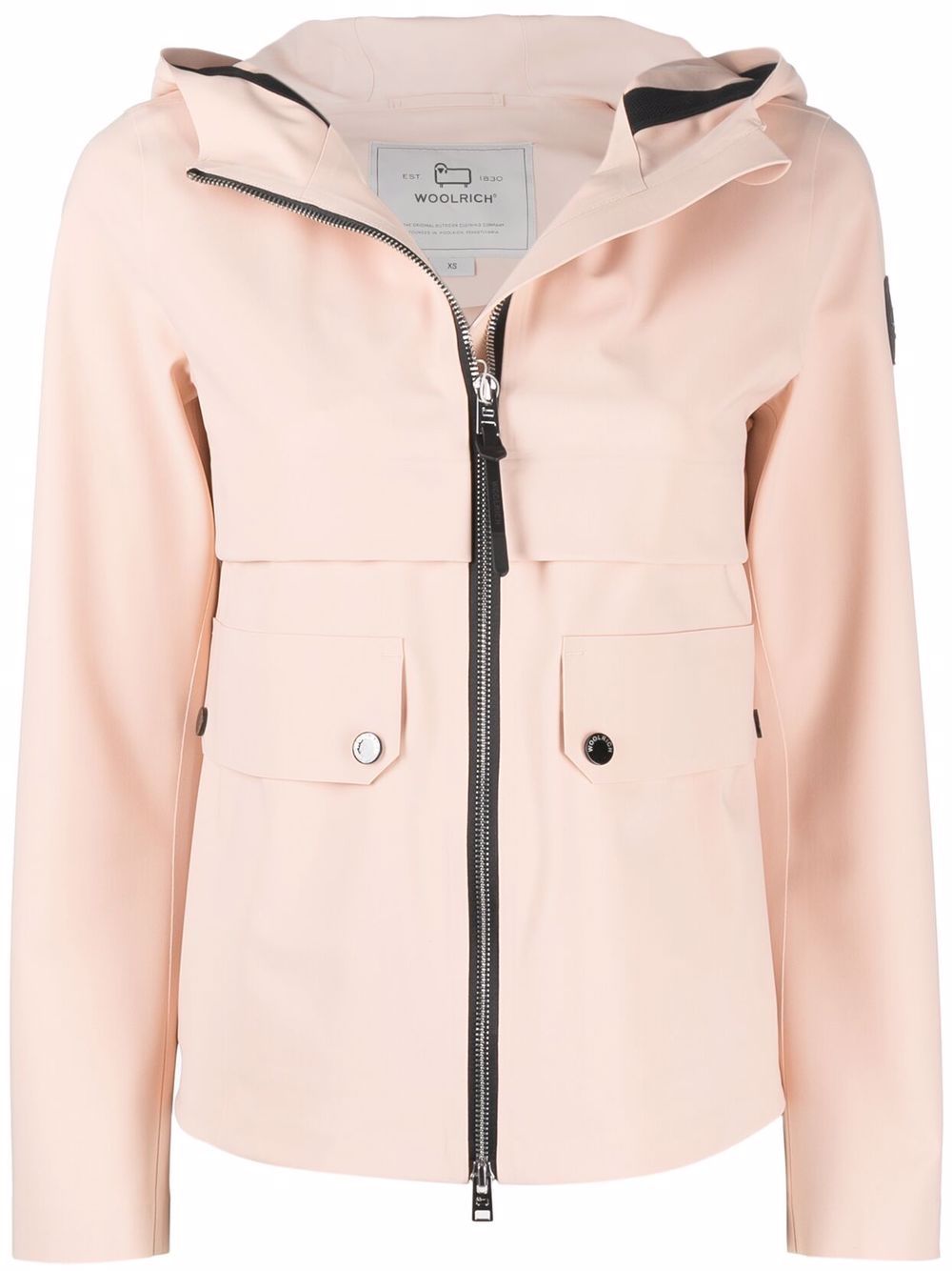 Woolrich logo-patch hooded zip-front jacket - Pink von Woolrich