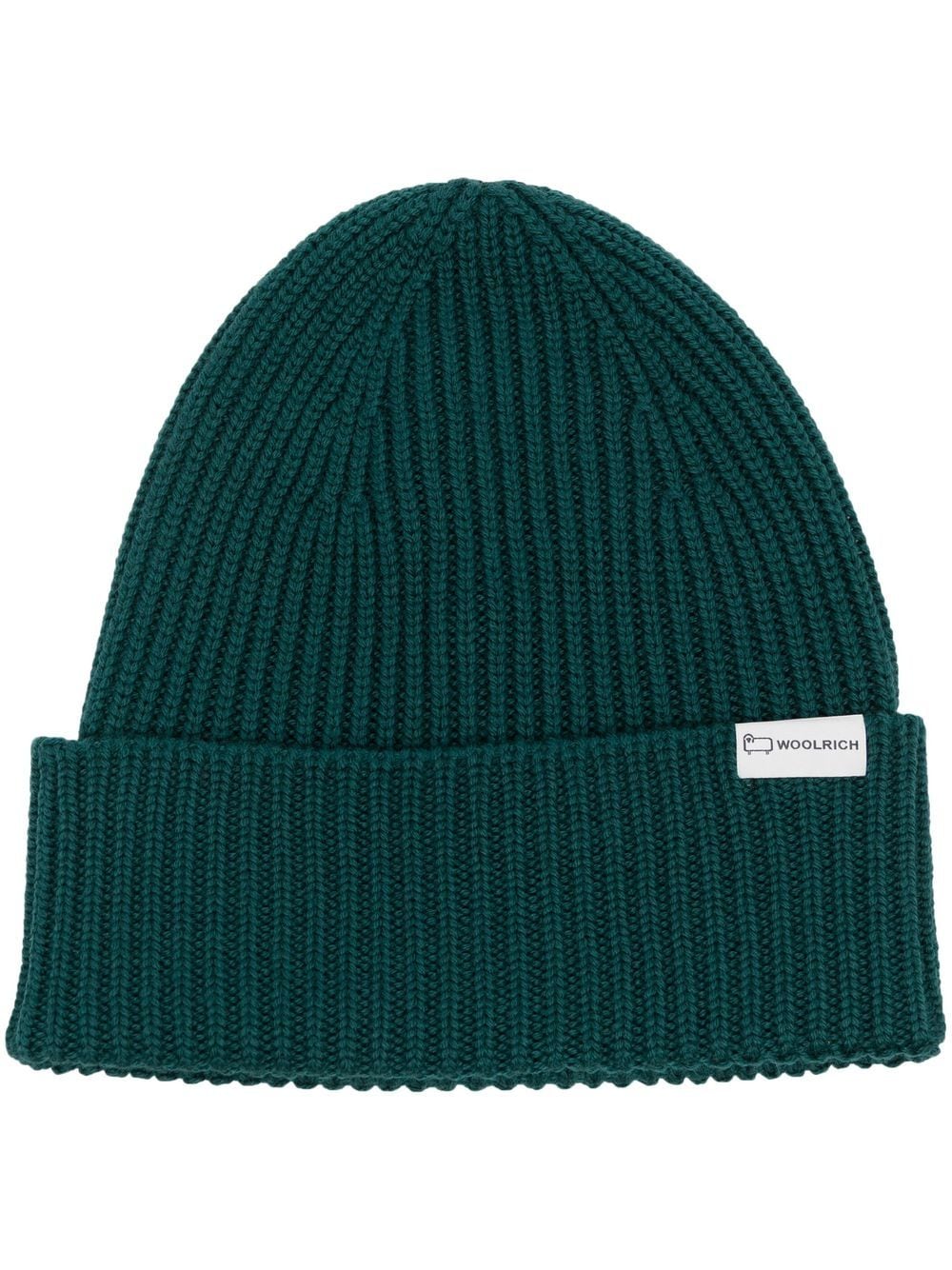 Woolrich logo-tag ribbed beanie - Green von Woolrich