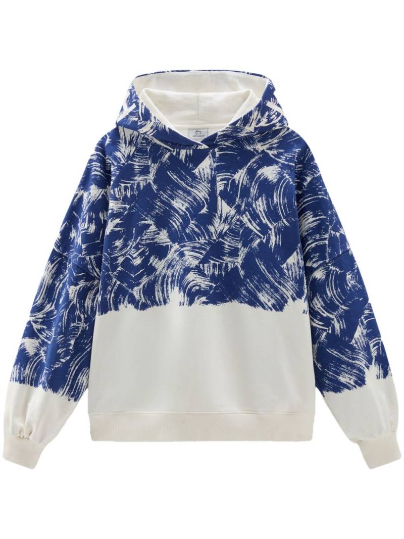 Woolrich paint-print cotton hoodie - Blue von Woolrich