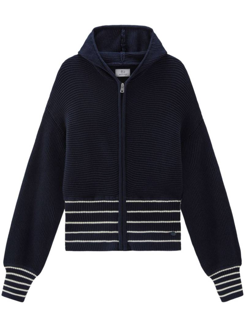 Woolrich zip-up knitted hoodie - Blue von Woolrich