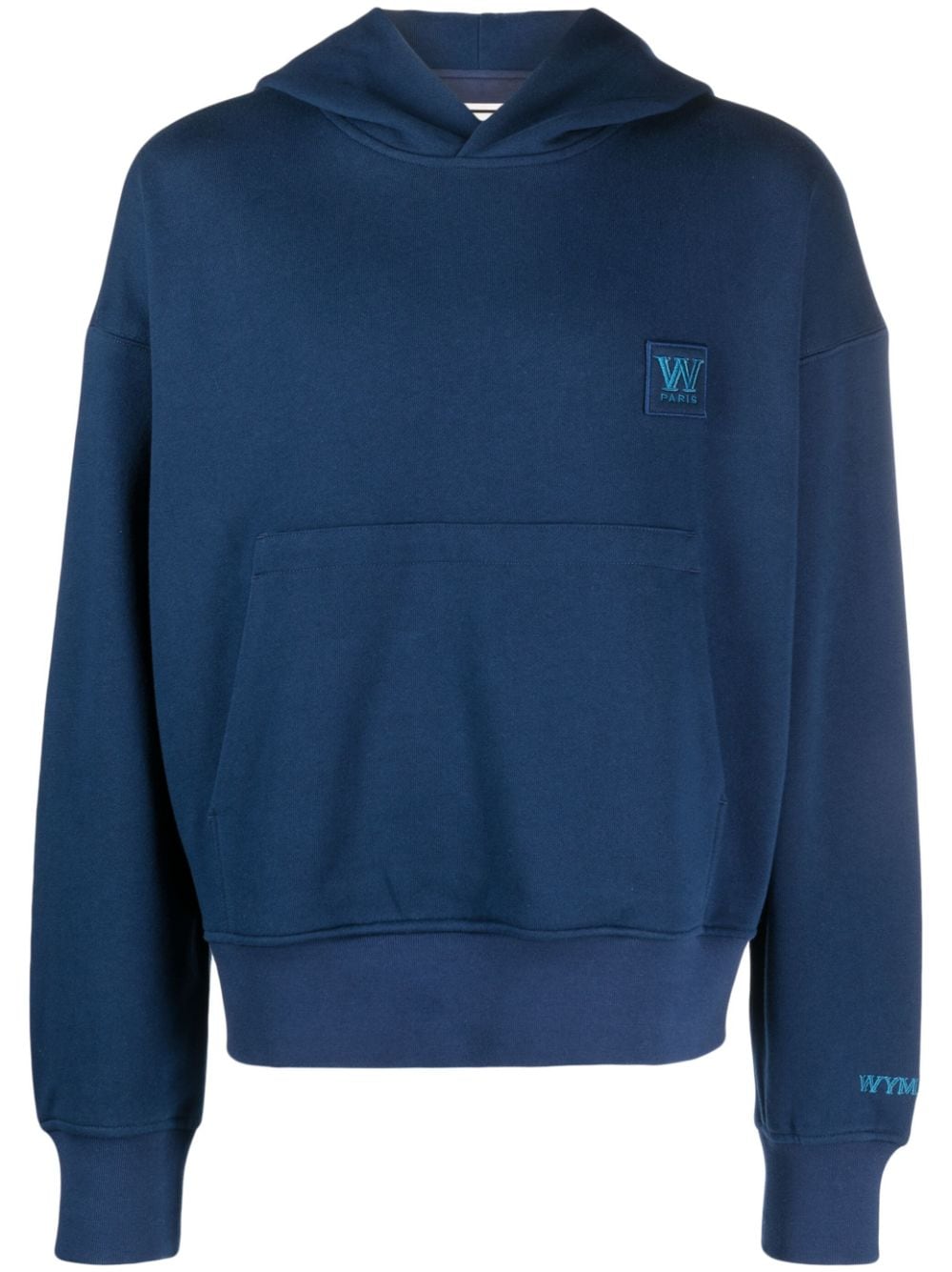 Wooyoungmi embroidered-logo cotton hoodie - Blue von Wooyoungmi