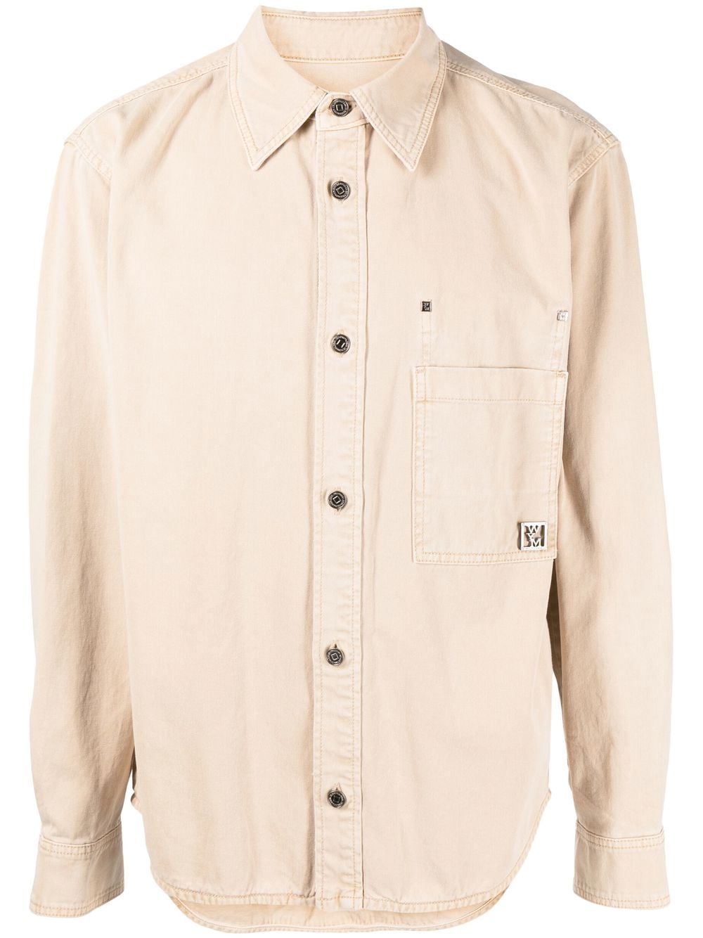 Wooyoungmi logo-plaque cotton shirt - Brown von Wooyoungmi