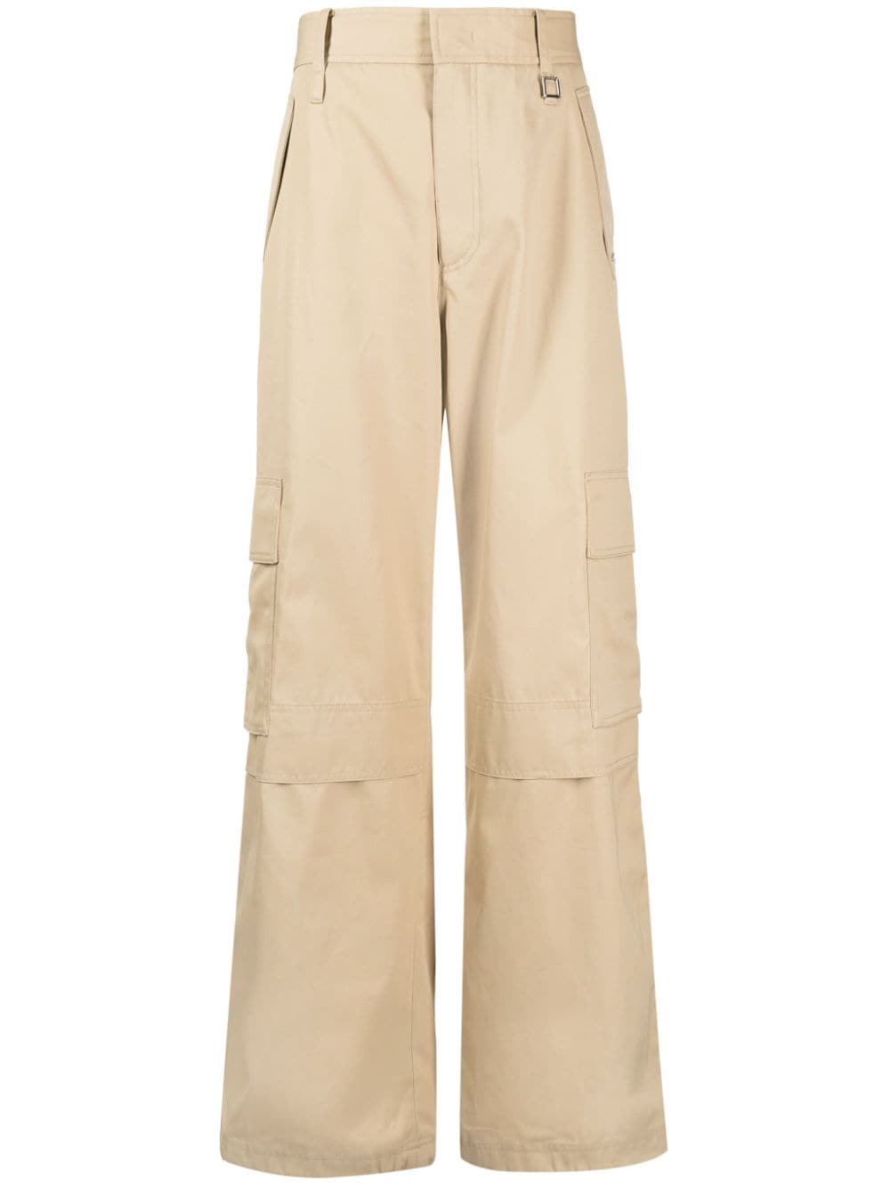 Wooyoungmi logo-plaque cotton wide-leg trousers - Neutrals von Wooyoungmi