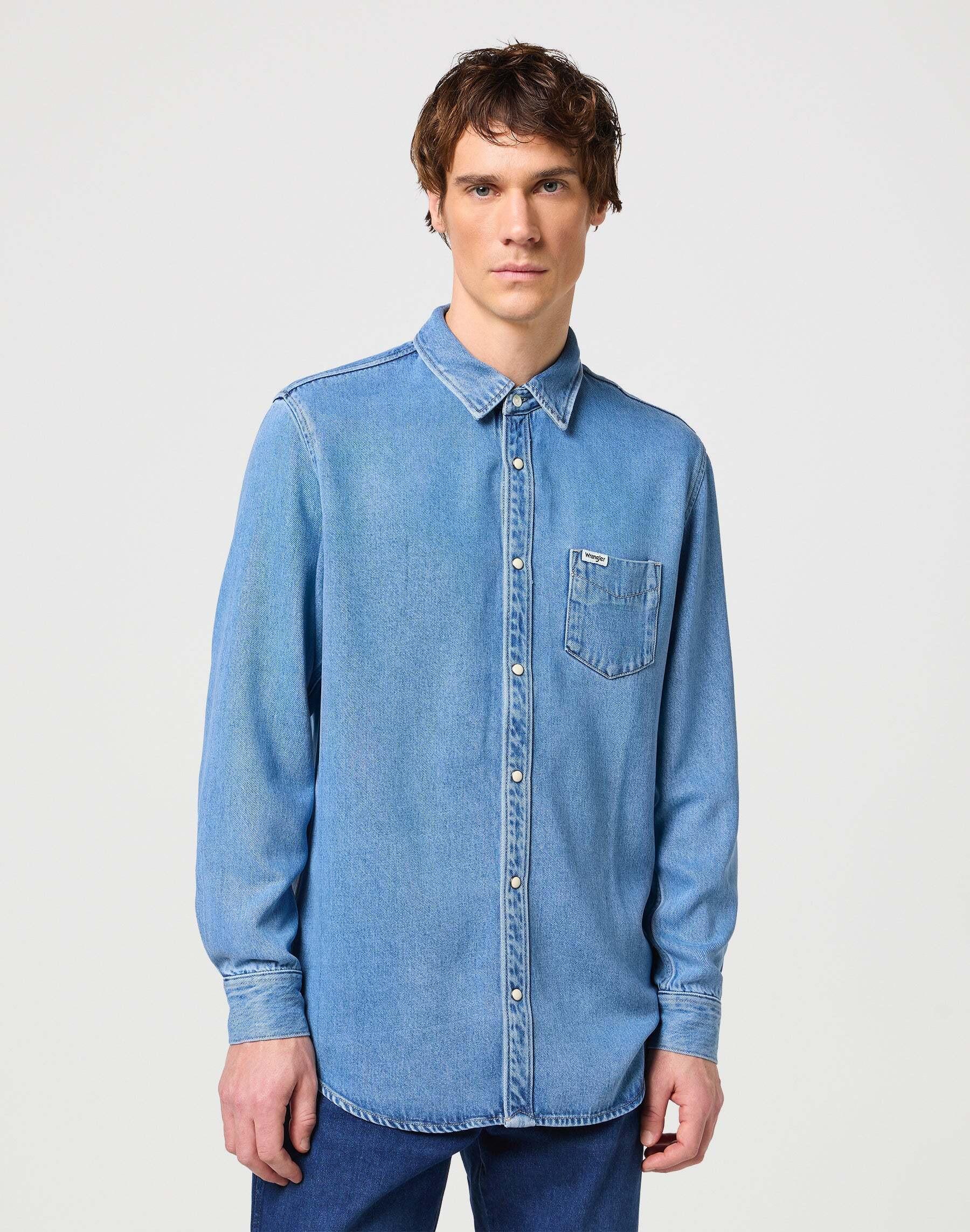 Hemden Longsleeves One Pocket Shirt Herren Blau S von Wrangler