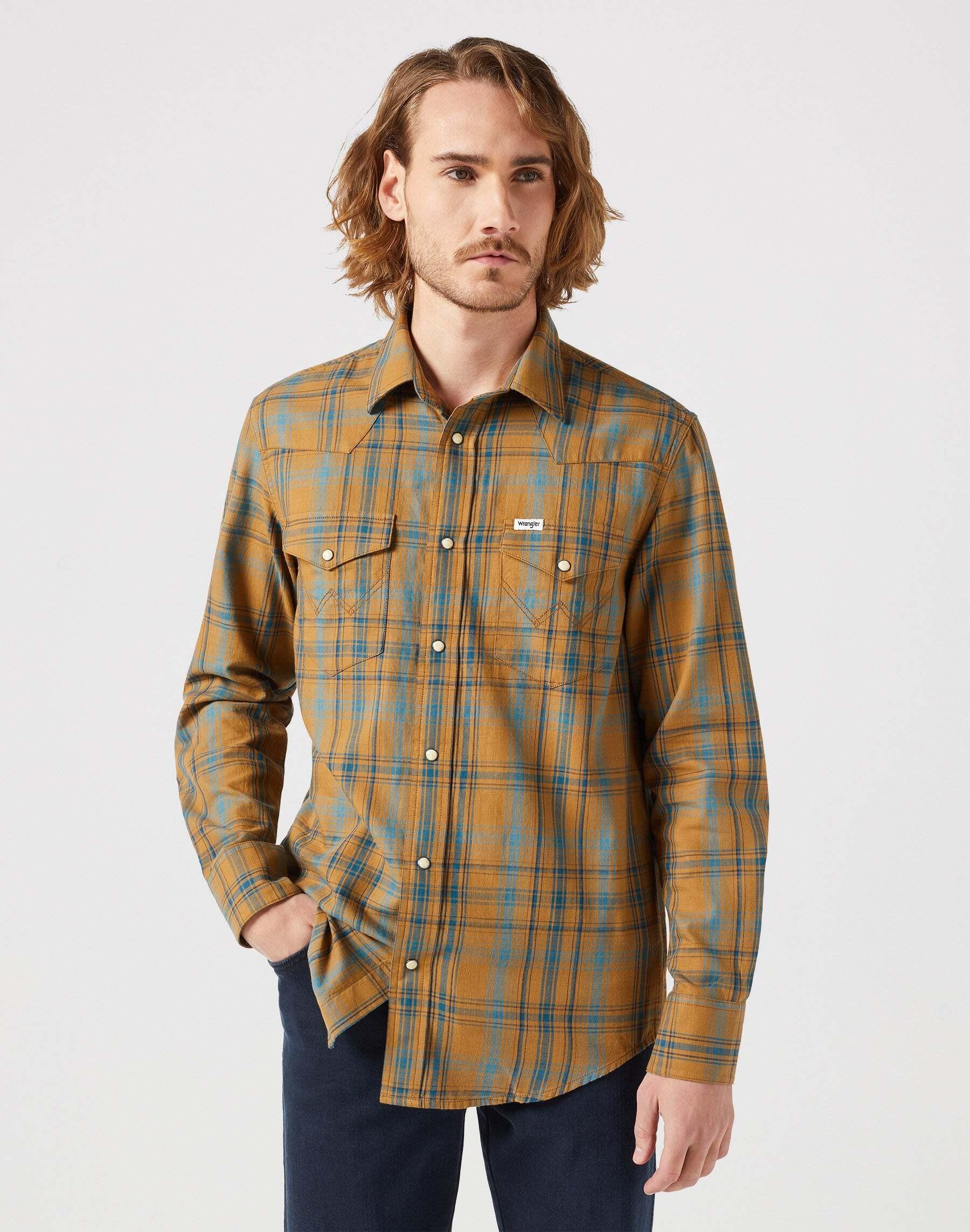 Hemden Longsleeves Western Shirt Herren Hellblau S von Wrangler