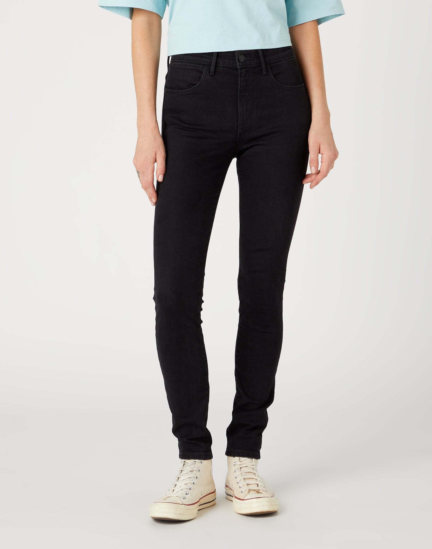 Jeans High Skinny Damen Schwarz L32/W26 von Wrangler